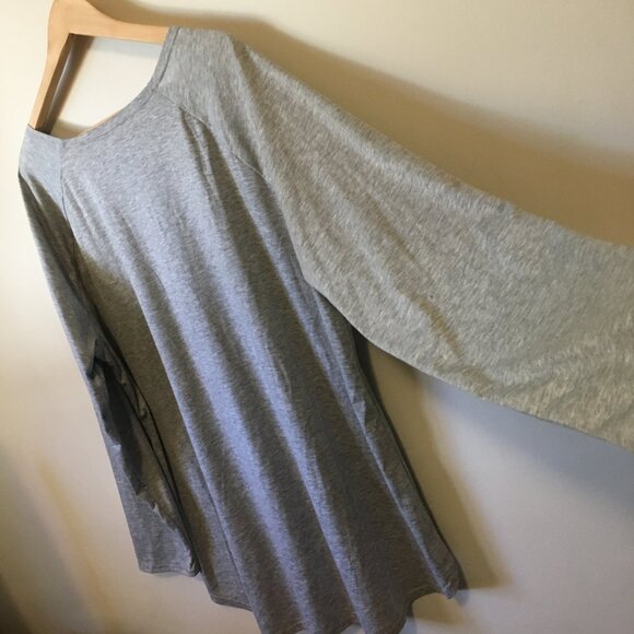 Heathered Grey Womens High Low Rose Gold Sequin Pocket Shirt 4X - Picture 9 of 15